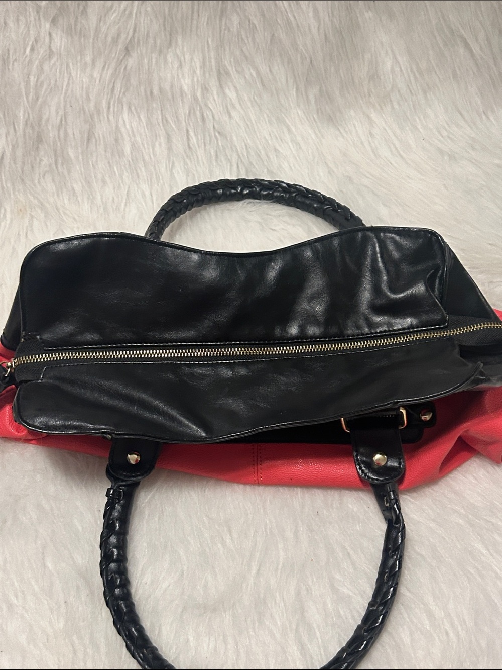 Steve Madden Red and Black Shoulder Satchel with Removable Strap - Picture 10 of 14
